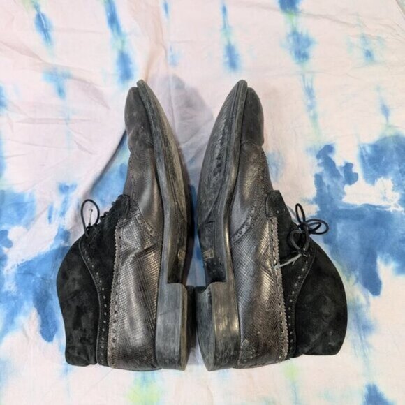 Magnanni Black Leather and Suede Oxford Derby Dress Boots Men Size 42.5 - Picture 10 of 14